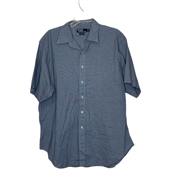 Polo Ralph Lauren Other - Polo Ralph Lauren SS Dress Shirt Andrew Size 17.5-36/37 Blue White 100% Cotton